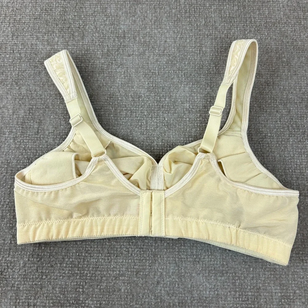 Breezies Lace Lightly Underwire Balconette‎ Bra Womens 34D Beige Nylon Stretch